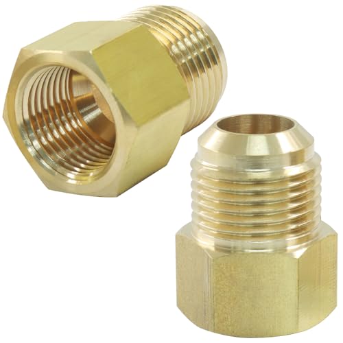Augiimor Messing Flare Rohrverschraubung 5/8 Zoll NPT männlich x 1/2 Zoll weiblich NPT Rohr Reduzierstück Adapter Messing Reduzierrohrverbinder 2 Stück von Augiimor