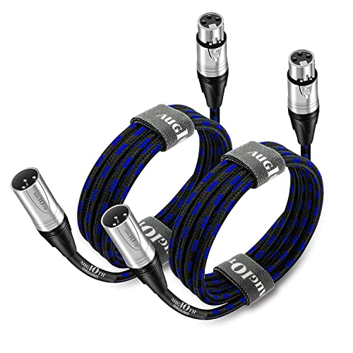 Augioth XLR Pro Mikrofon Kabel 4,5 Meter 2 Pack Männlich (Male) zu Weiblich(Female) XLR Kabel 3-polig blau ausgewogen abgeschirmt von Augioth