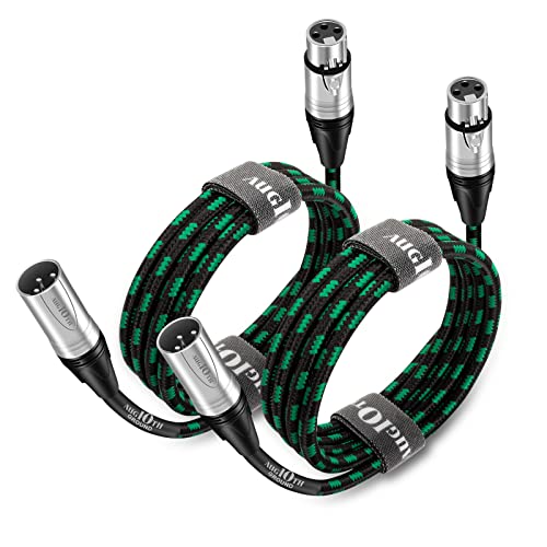 Augioth XLR Pro Mikrofon Kabel 4,5 Meter 2 Pack Männlich (Male) zu Weiblich(Female) XLR Kabel 3-polig grün ausgewogen abgeschirmt von Augioth