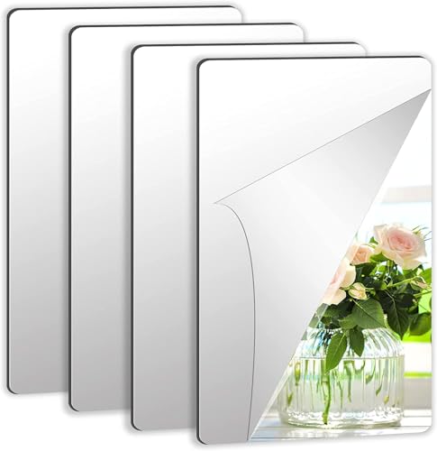 Augshy 4 Stück 15x10cm Selbstklebende Fliesenspiegel, Selbstklebende Flexibler Spiegel Nicht Glas DIY Acrylic Wanddekoration Dekospiegel Rahmenloser Wandspiegel von Augshy
