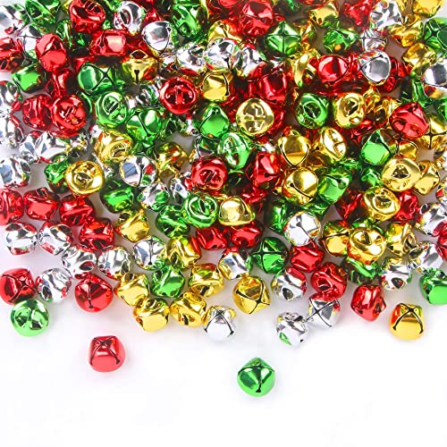 Weihnachten Glöckchen, Augshy 200 Stück Bunte Glöckchen zum Basteln 4 Farben Jingle Bells 10mm Kleine Bastelglocke für Weihnachten Heim Haustier Dekorationen von Augshy