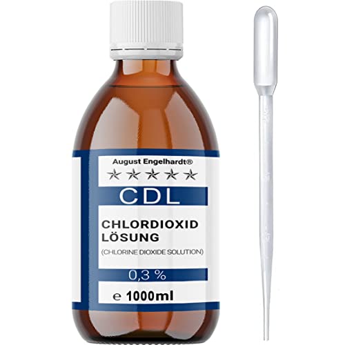 1000ml Chlordioxid-Lösung 0,3% – CDL/CDs in Braunglasflasche & HD-PE Pipette zum Tropfen (1 Liter) von August Engelhardt