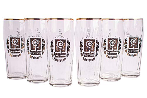 Augustiner Bräu München 6er Set Edelstoff Diamantbecher Bierglas 0,5 Liter von Augustiner