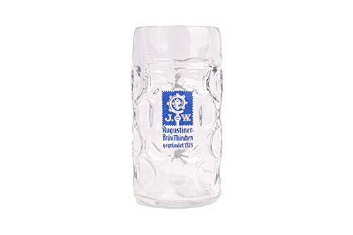 Augustiner Bräu München 2er Set Isarseidel Glaskrug 0,5 Liter geeicht von Augustiner