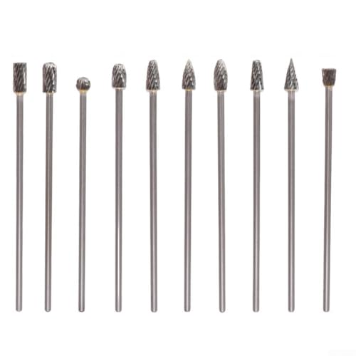 10 Stück Vollhartmetall-Frässtifte 3 x 6 x 100 mm Doppel- und Einzelschnittköpfe mit 1/8-Zoll-Schaft für Drehwerkzeuge in der Metallbearbeitung, Holzbearbeitung und Handwerk (Doppelschnitt) von AugustknowU