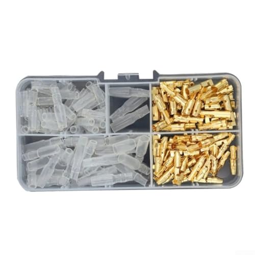 120 Stück Drahtklemmen-Anschluss-Set, 4 0 mm, männlich, weiblich, Messing, für Motorrad, Autos, Boote, mit isoliertem Schutz und Aufbewahrungsbox für organisierte elektrische Arbeiten 120 Stück Drahtklemmen-Anschluss-Set, 4 0 mm, männlich, weiblich, Messing, für Motorrad, Autos, Boote, mit isoliertem Schutz und Aufbewahrungsbox für organisierte elektrische Arbeiten von AugustknowU