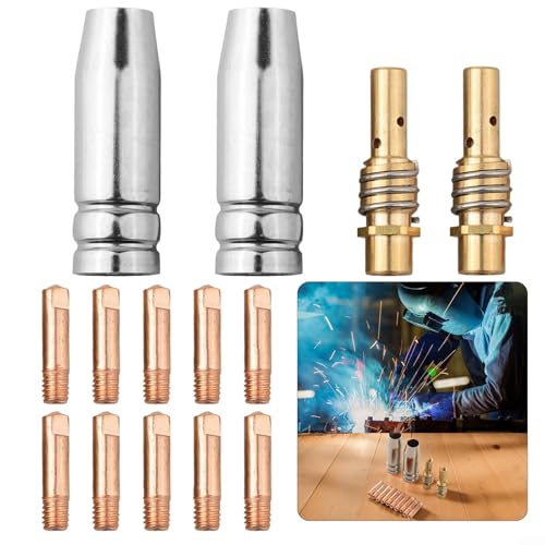 14-teiliges Schweißzubehör-Set für MIG-Schweißen mit Kupfer-Schweißspitzen, 0 8 mm Düse, Gasdiffusor, geeignet für AK15 MB15 Taschenlampe MIG MAG Maschinen von AugustknowU