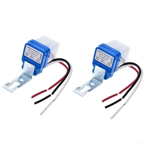 2 x 220 V automatischer Lichtsteuerungsschalter mit Dämmerungssensor für Straßenlaterne und Außenbeleuchtung, 2200 W maximale Last, 10 m Sensorreichweite, kompaktes IP-zertifiziertes Design von AugustknowU
