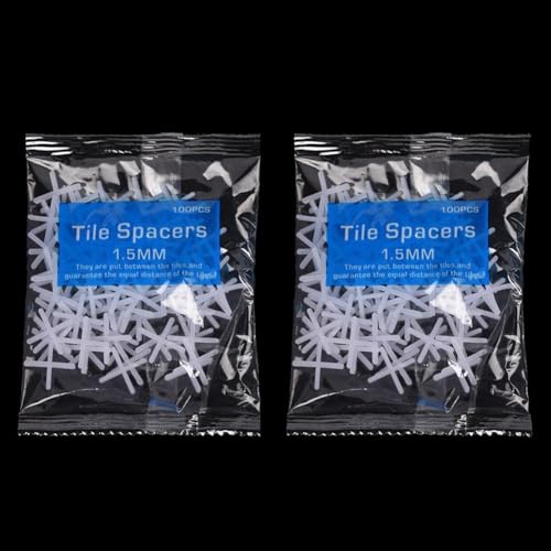 200 Stück Fliesen-Abstandshalter Kreuz-Clips mit Nivellierwerkzeug für Boden und Wand, entworfen, um genauen Fliesenabstand und verbesserte Installationsgeschwindigkeit (1,5 mm) zu bieten von AugustknowU