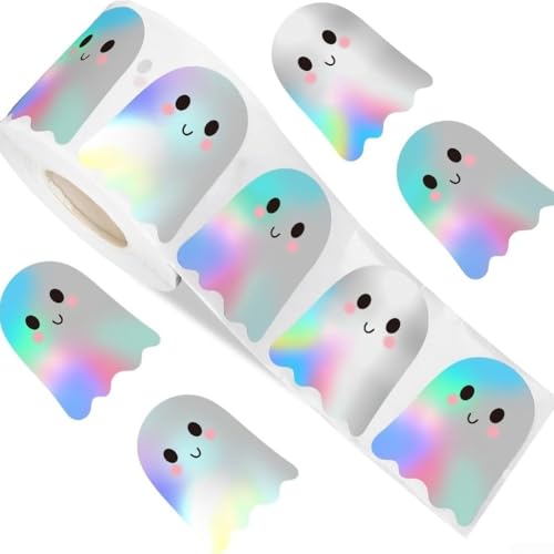 500 Stück Halloween-Aufkleber Rolle mit wasserdichten holografischen PET-Aufklebern für Sammelalben, Umschläge, Tagebücher und Party-Dekorationen 500 Stück Halloween-Aufkleber Rolle mit wasserdichten holografischen PET-Aufklebern für Sammelalben, Umschläge, Tagebücher und Party-Dekorationen von AugustknowU