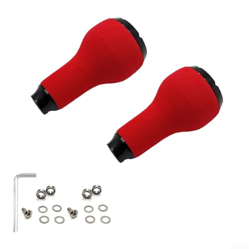 Angelrollengriff, kompatibel mit DAIWA DIY modifizierten Spinningscasting Rollen mit EVA und Gummi Kork Materialien und Ersatzteilen (2 Set rot) von AugustknowU