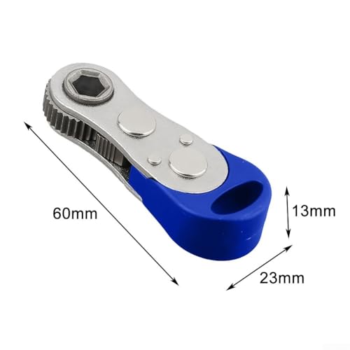 AugustknowU 7-teiliges Mini-Ratschen-Schraubendreher- und Fliegenschlüssel-Werkzeug-Set mit Bit-Adapter für Heimwerker-Geräte und Möbelmontage und Demontage (blau) von AugustknowU