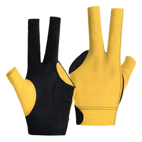 Billard-Handschuhe für Linkshänder, 3-Finger-Pool-/Snooker-Handschuh mit Anti-Rutsch-Funktionen (gelb) von AugustknowU