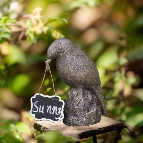 Dekoratives Papageien-Willkommensschild aus Kunstharz mit Nachrichtenbrett für Garten, Rasen, Terrasse oder Gehweg, wetterfestes Design (Bronze-Papagei) von AugustknowU