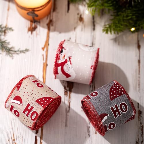 Dekoratives Weihnachtsband für Kränze, für Blumengirlanden und Weihnachtsbaum mit Leinen- und Drahtkonstruktion für festliche Formen (grau) von AugustknowU