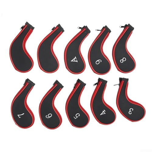 Essential Gear Schlägerhauben für Golfschläger aus robustem Polyestergewebe, Rot, 10 Stück von AugustknowU