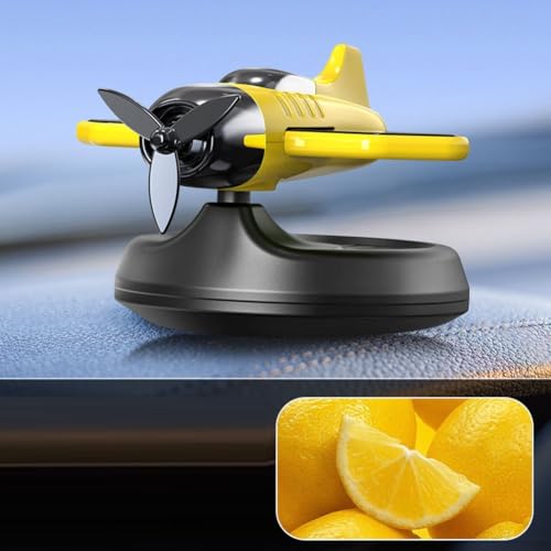 Fahrzeug-Diffusor-Lufterfrischer mit rotierendem Propeller-Stil, solarbetriebener Luftreiniger mit Pflanzenextrakt-Dufttabletten für frische Luft (Gelb-Zitrone) von AugustknowU