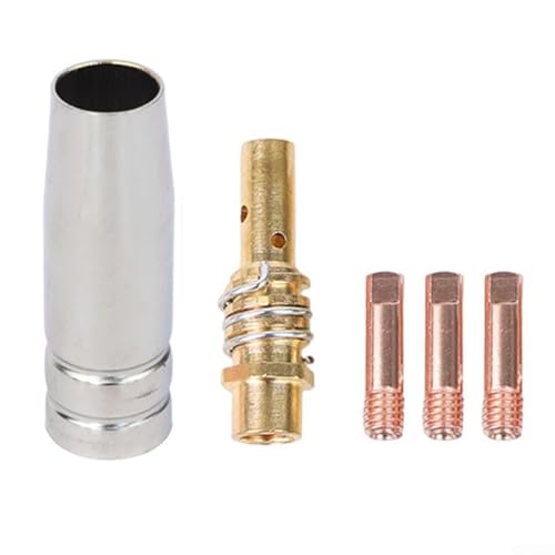 Für 15AK für MIG Schweißer Zubehör-Set 5 Stück mit Kupferkontaktspitzen 0 8/1 0 mm, M6 Gasdiffusor und Düse für Schweißgeräte einschließlich für MIG 200 NB 180 NB 200 (0,8 mm) von AugustknowU