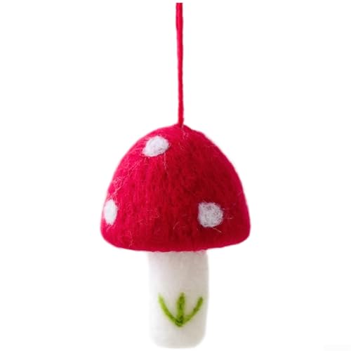 Handgefertigte Mini-Wollfilz-Pilz-Ornamente zum Aufhängen von Weihnachtsbaum und saisonalen Feiertags-Displays (E) von AugustknowU