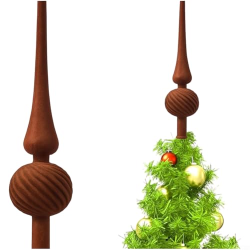 Holiday Plastic Gourd Tree Star Ornament with Velvet Flocked and Stable Base, Designed for Reliable Placement on Christmas Tree Tops (Brown) von AugustknowU