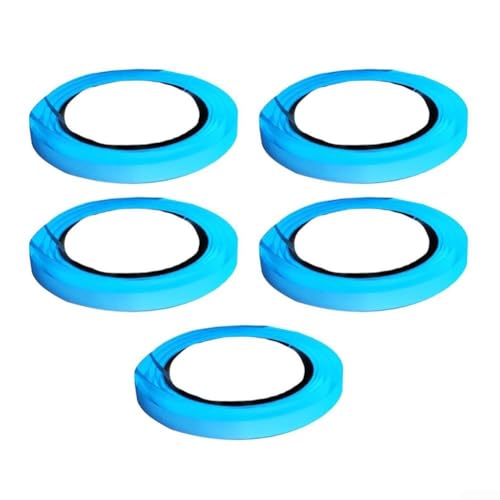 Klebeband für Nachtdekoration und Sicherheit, geeignet für den Einsatz auf Treppen, Innenhof, Fluren und Ausgangsschildern, mit PE-Material (1 cm blau), 5 Rollen von AugustknowU