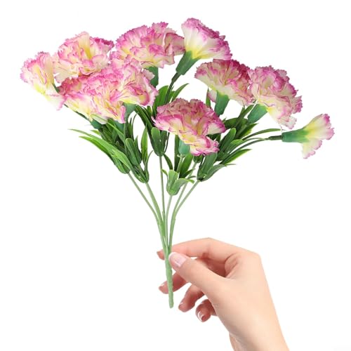 Künstliche Nelke mit 11 Blütenköpfen, lebensechte Seidenblumen, wiederverwendbarer Blumenstrauß für Partys, Hochzeiten, Heimbüro, Dekoration, 30 cm, mehrfarbig, realistisches Arrangement von AugustknowU