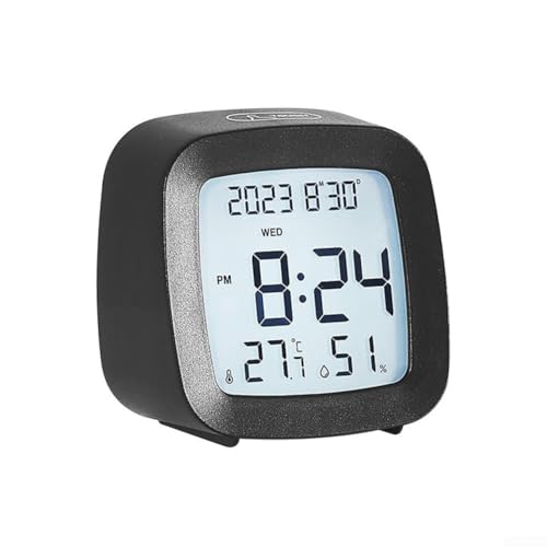 LCD-Wecker mit Sprachsteuerung und Hintergrundbeleuchtung, Temperatur- und Luftfeuchtigkeitsmessungen, Kalender und Tagesinformationen, Schlummerfunktion und 12/24-Stunden-Zeitformatoptionen (Schwarz LCD-Wecker mit Sprachsteuerung und Hintergrundbeleuchtung, Temperatur- und Luftfeuchtigkeitsmessungen, Kalender und Tagesinformationen, Schlummerfunktion und 12/24-Stunden-Zeitformatoptionen (Schwarz von AugustknowU