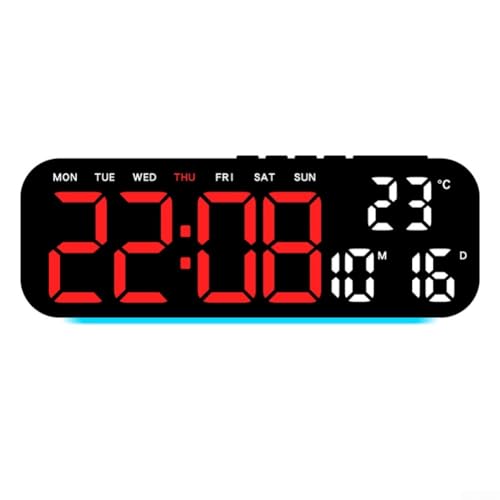 LED-Wecker mit klarer Anzeige von Temperatur, Zeit, Datum und Tag mit mehreren Alarmeinstellungen und einstellbarer Helligkeit für jeden Raum (C) von AugustknowU