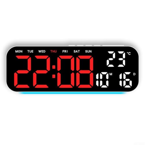 LED-Wecker mit klarer Anzeige von Temperatur, Zeit, Datum und Tag mit mehreren Alarmeinstellungen und einstellbarer Helligkeit für jeden Raum (G) von AugustknowU