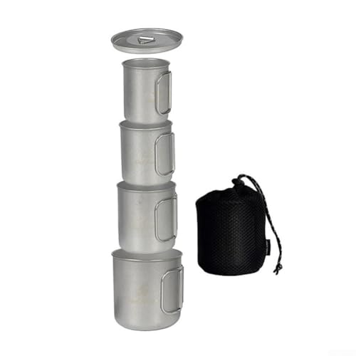 Lagerfeuer Becher Set 4 leichte Edelstahlbecher mit klappbarem Design von AugustknowU