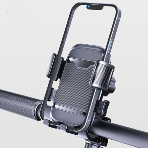 Motorrad Roller Navigation Halterung Verstellbarer Ständer mit 360 Grad drehbarer Klemme für sichere Telefonmontage am Lenker oder Rückansicht (schwarzer Lenker) von AugustknowU