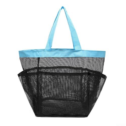 Netz-Dusch-Organizer-Tasche mit mehreren Fächern für Badezimmer und Reisen, tragbarer, leichter Netz-Bade-Organizer, schnell trocknend und leicht zu reinigen (blau) von AugustknowU