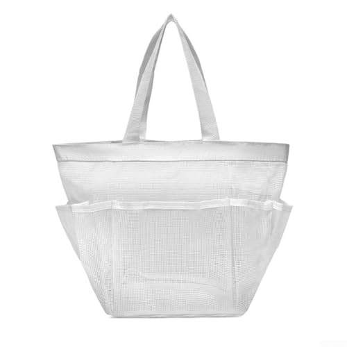 Netz-Dusch-Organizer-Tasche mit mehreren Fächern für Badezimmer und Reisen, tragbarer, leichter Netz-Bade-Organizer, schnell trocknend und leicht zu reinigen (weiß) von AugustknowU