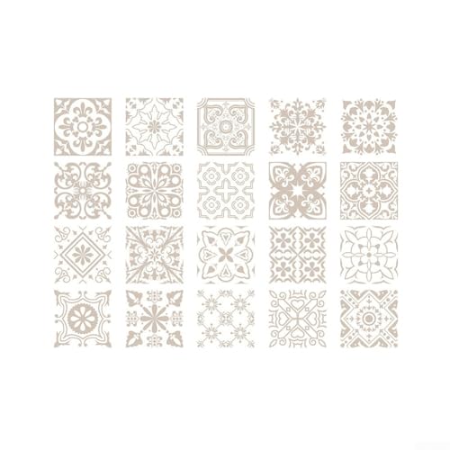 Nordic gemusterte Fliesenaufkleber-Set, 20 Stück, wasserdicht, selbstklebend und entfernbar für einfache Wanddekoration in verschiedenen Räumen (20 cm × 20 cm) von AugustknowU