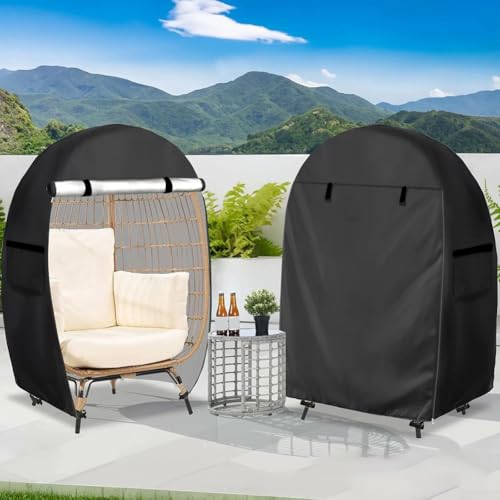 Outdoor Egg Chair Cover Waterproof for Wicker Patio Basket Chair with Wind Resistant Vents and Buckle Straps Protecting Furniture from Rain and Dirt (A) von AugustknowU