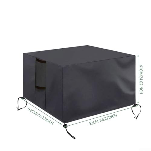 Outdoor-Feuerstellenabdeckung mit vollständiger Abdeckung, wasserdichtes Design, geeignet für die meisten Boden-Feuerstellen und schützt vor Staub, Regen und UV-Strahlen (92 x 92 x 61 cm) von AugustknowU