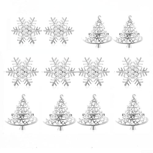 Set mit 12 Metall-Serviettenringen mit Schneeflocken- und Weihnachtsbaum-Designs für Urlaub als Tischdekoration Set mit 12 Metall-Serviettenringen mit Schneeflocken- und Weihnachtsbaum-Designs für Urlaub als Tischdekoration von AugustknowU