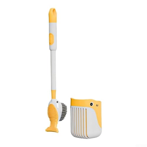 Silikon-WC-Bürsten-Set mit Wandhalterung und Bodenplatzierungsoptionen mit QuickDry-Halter für effiziente Reinigung, Gelb von AugustknowU