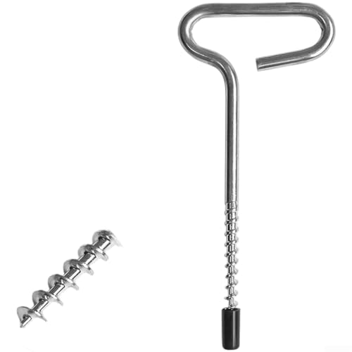 Stabile Eispfähle aus Metall mit Spiralbohrer-Design für sichere Zelt- und Angelrutenunterstützung auf Eisoberflächen, Gummigriff für bequemen Halt und Installation bei kaltem Wetter (B) von AugustknowU