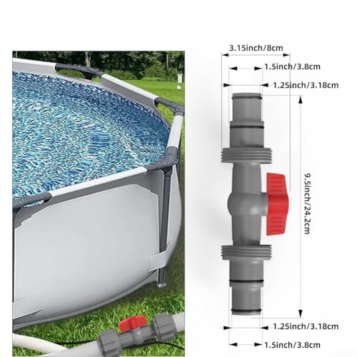 T-Form Poolschlauchverbinder 38mm und 32mm für Filtersysteme, kompatibel mit mehreren Poolschlauchadaptern inkl. und (3.8 cm bis 3.8 cm) von AugustknowU