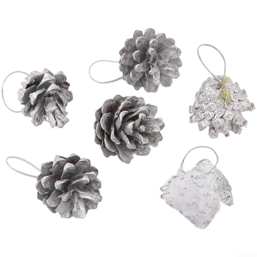 Tannenzapfen, kleiner Schreibtisch-Baum mit schneebedecktem Design für festliche saisonale Dekoration und personalisierte DIY-Setup (Silber, groß) von AugustknowU