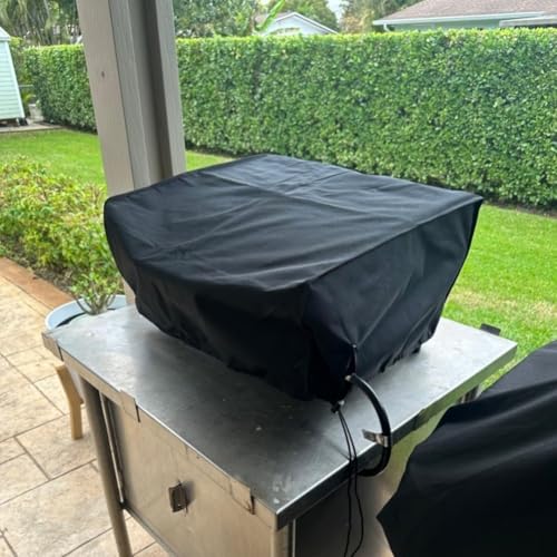 Terrassengrillabdeckung mit sicherer, verstellbarer Kordel, wasserdichtes doppellagiges Material, UV-beständiges und reißfestes Gewebe, Schnallenverschluss für stabilen Sitz (44,5 x 45,7 x 30,5 cm) von AugustknowU