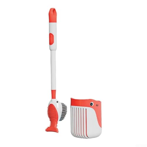Toilettenbürsten-Set aus Silikon mit Wandhalterung und Bodenplatzierungsoptionen mit QuickDry Halter für effiziente Reinigung (rot) von AugustknowU