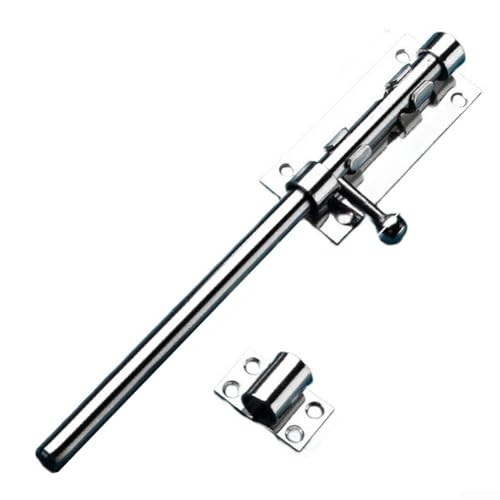 Türriegel aus 304 Edelstahl mit Vorhängeschlossloch, robuster, verdickter Riegel mit 8 Schrauben für sicheren Aufbau an verschiedenen Türtypen (Silber (10)) von AugustknowU