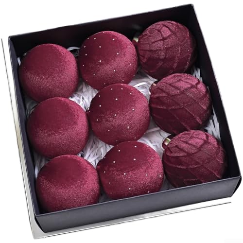 Urlaubsdekorationsset bestehend aus 9 Samt-Weihnachtsschmuck mit schimmernden Diamantakzenten und Konstruktion zum Aufhängen von Bäumen und Innenräumen (D) von AugustknowU