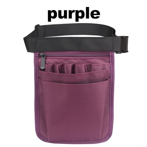 Utility Belt Fanny Pack with Quick Release Buckle Adjustable for Waist Sizes 25 40 with 8 Pockets for Tools and Accessories for Healthcare Workers (Purple) von AugustknowU