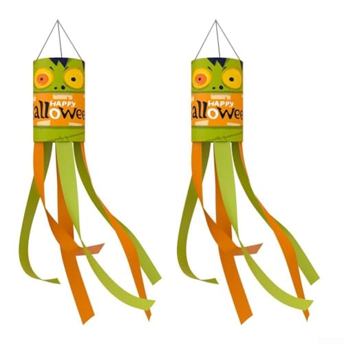 Wasserdichte Halloween-Windrichtungstaschen, 2 Stück für den Außenbereich, Erscheinungsthema, geeignet für Höfe, Veranden und Partydekorationen, und wetterfest (08) von AugustknowU