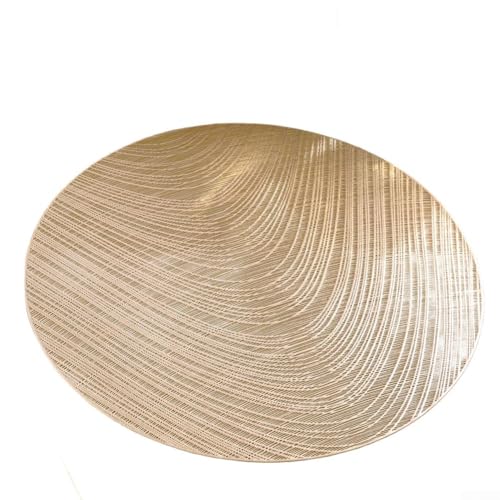 Wasserdichte und ölbeständige, isolierte Vinyl-Esstischmatten, Set mit 6 Stück, mit gepresstem liniertem Muster, für Restaurants und Hotels, die benötigen und elegante Tischsets (Gold) von AugustknowU
