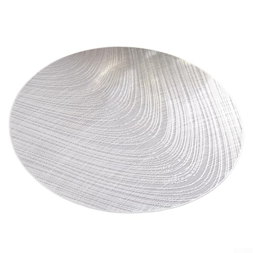 Wasserdichte und öldichte isolierte Vinyl-Esstischmatten, Set mit 6 Stück, mit gepresstem liniertem Muster, für Restaurants und Hotels, die benötigen und elegante Tischsets (Silber) von AugustknowU