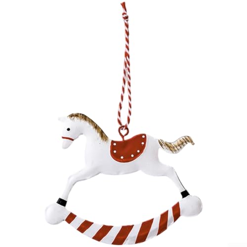 Weihnachts-Eisen-Ornament zum Aufhängen mit Weihnachtsmann-Briefkasten und dekorativen Geschenkbox-Elementen (weißes Pferd/13 g) von AugustknowU